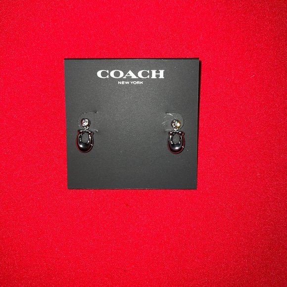 Coach - Signature Crystal Silver-Tone Earrings (NWT)